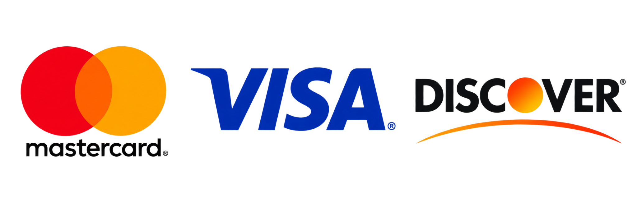 Accepted payment methods: Mastercard, Visa, and Discover